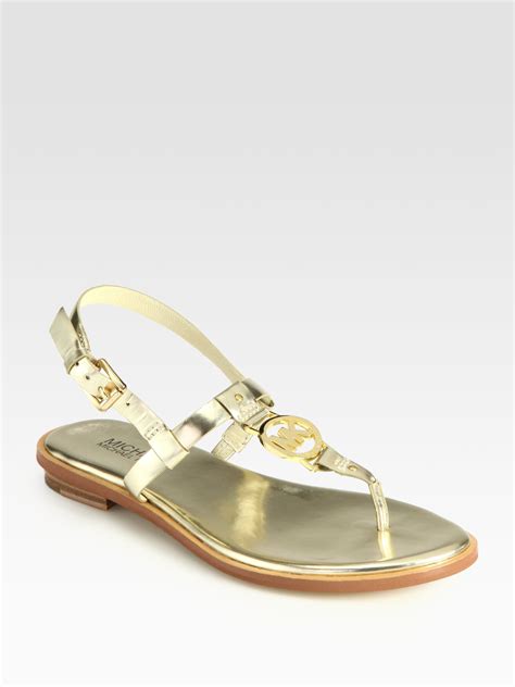 michael kors sandale pool gold|Michael Kors gold sandals women.